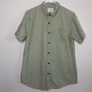 On The Byas Green Speckled Short Sleeve Button Down Shirt Size Medium Casual